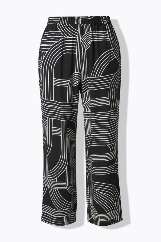 Pantalon Rose imprimé graphique, jambe large et taille élastique