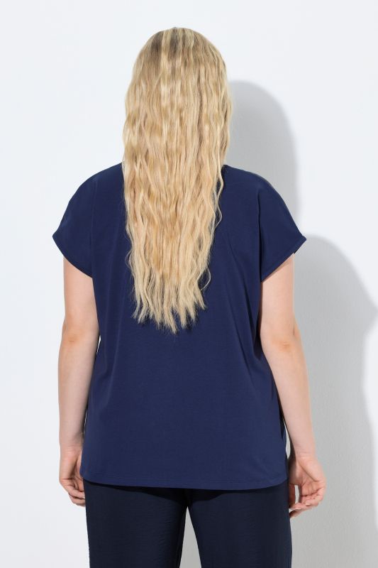 T-shirt motif cercles, coupe oversize, col rond et manches courtes