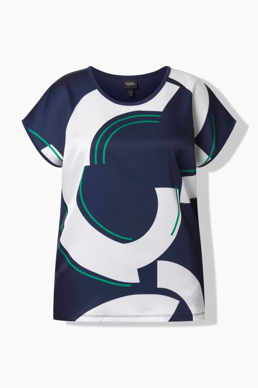 T-shirt motif cercles, coupe oversize, col rond et manches courtes