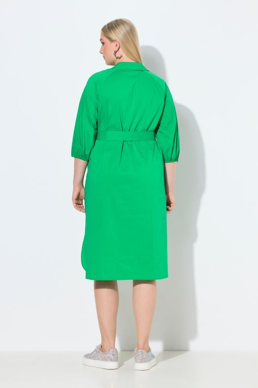 Robe chemisier, col chemise et manches&nbsp;3/4 ballon, coupe évasée