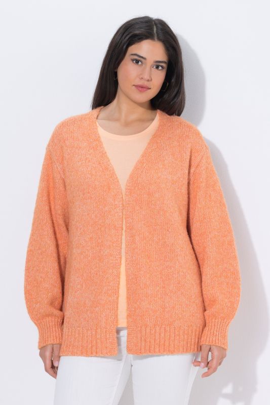 Cardigan coupe ouverte, manches longues, matières recyclées