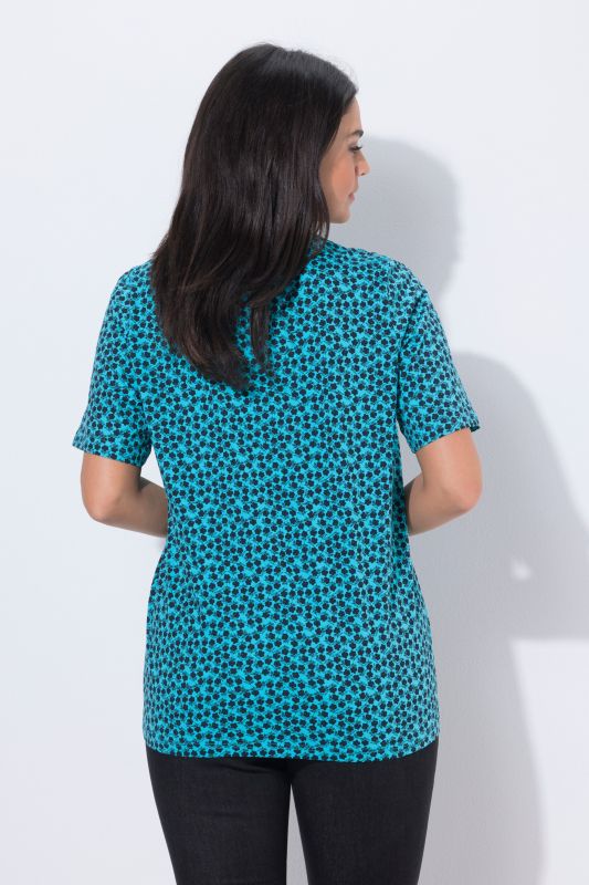 T-Shirt avec plis fantaisie, coupe évasée, col rond et manches courtes