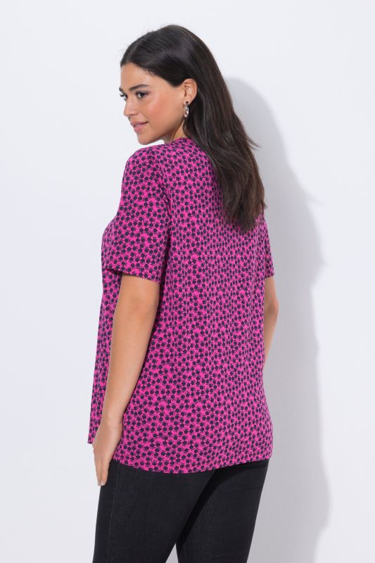 T-Shirt avec plis fantaisie, coupe évasée, col rond et manches courtes