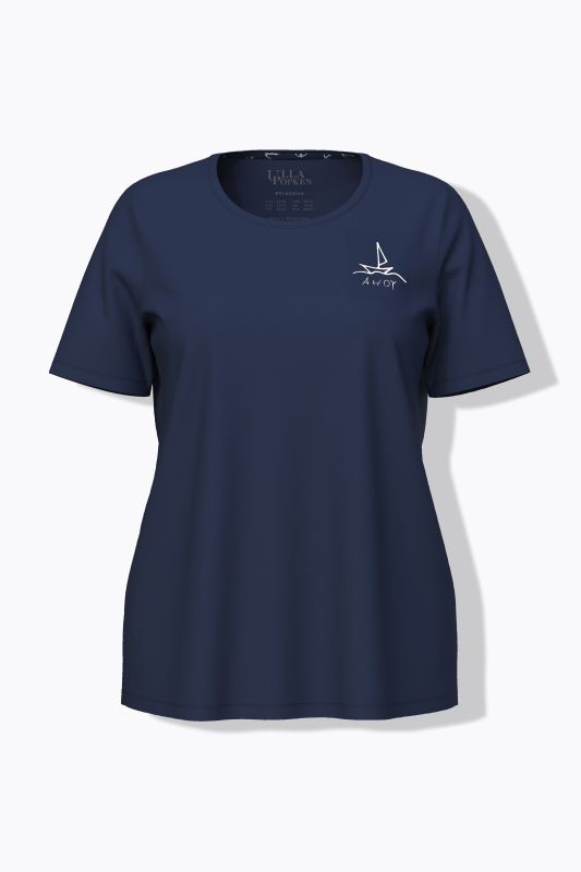 T-shirt de pyjama en coton bio, motif voilier, col rond et manches courtes