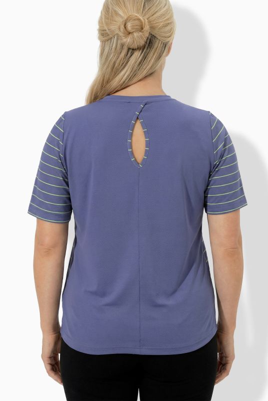 T-shirt technique rayé, col rond et manches courtes, découpe