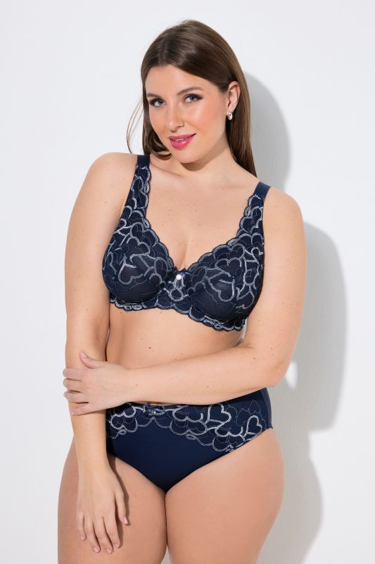 Soutien-gorge à armatures, avec dentelle et cœurs - bonnet B-F