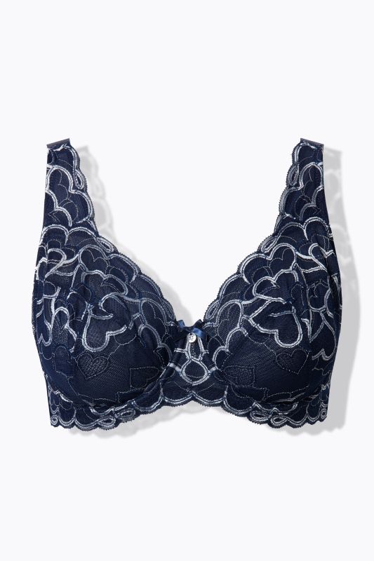 Soutien-gorge à armatures, avec dentelle et cœurs - bonnet B-F
