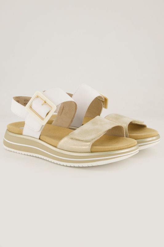 Sandales en cuir Remonte, semelle compensée et bride à scratch - largeur F 1/2