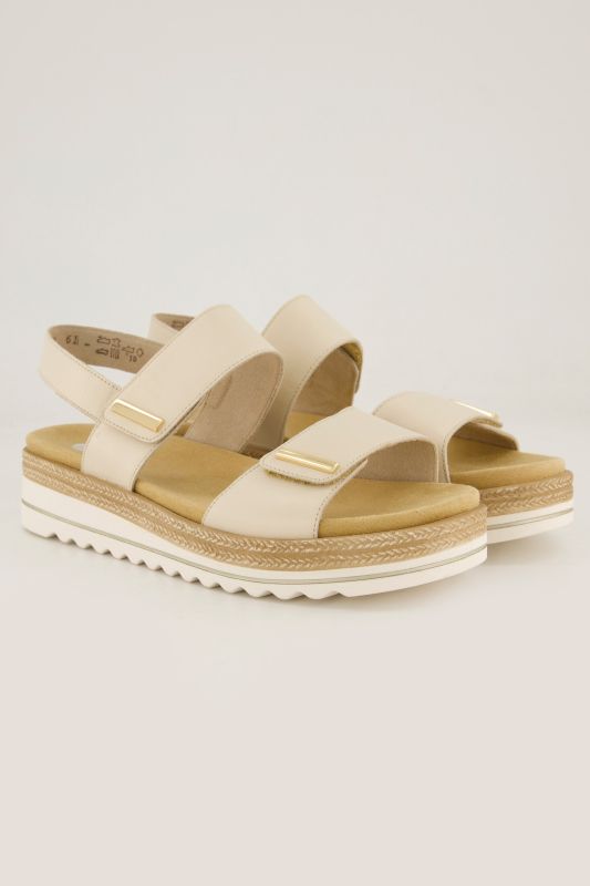 Sandales en cuir Remonte, semelle compensée et bride à scratch - largeur F 1/2