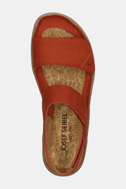 Sandales en cuir Josef Seibel, sensation «&nbsp;pieds nus&nbsp;» et fermeture à scratch - largeur&nbsp;G