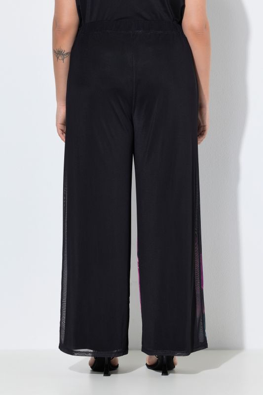 Pantalon en mousseline doublée, motif floral et taille élastique