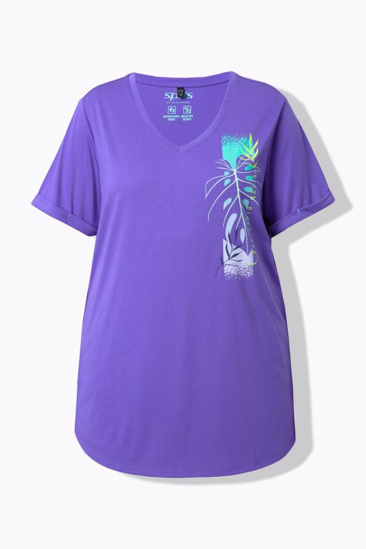 T-shirt technique, col en V et manches courtes, traitement antibactérien