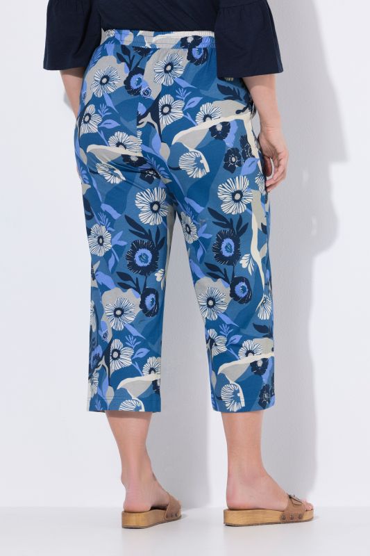 Jupe-culotte en jersey de coton bio, jambe large et motif à fleurs
