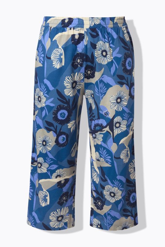 Jupe-culotte en jersey de coton bio, jambe large et motif à fleurs