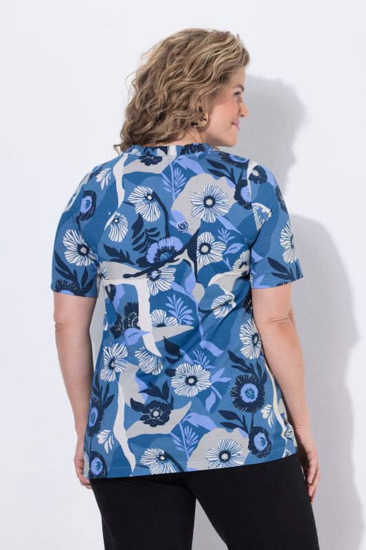 T-shirt à fleurs en coton bio, décolleté rond et manches courtes