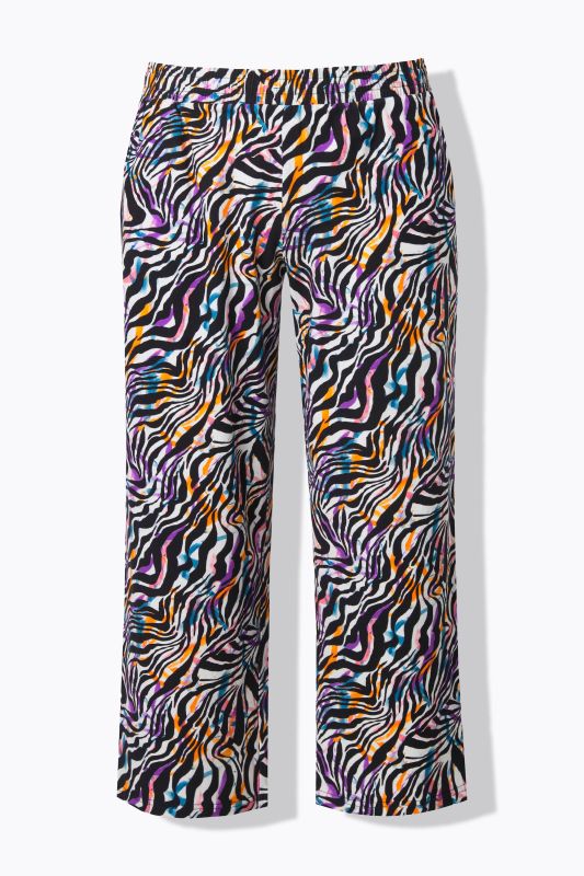 Pantalon en jersey, jambe droite longueur&nbsp;7/8, motif animal et taille élastique
