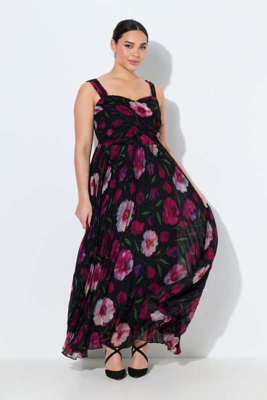 Robe maxi sans manches, décolleté cœur et imprimé fleurs