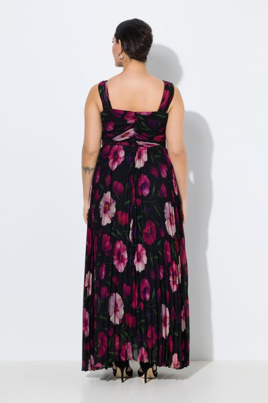 Robe maxi sans manches, décolleté cœur et imprimé fleurs