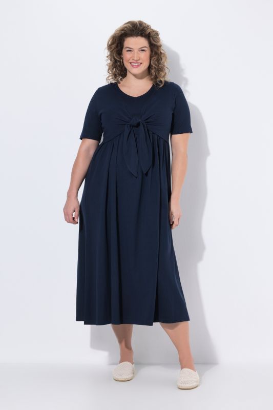 Robe maxi esprit cache-cœur, manches courtes et décolleté en V, coton bio