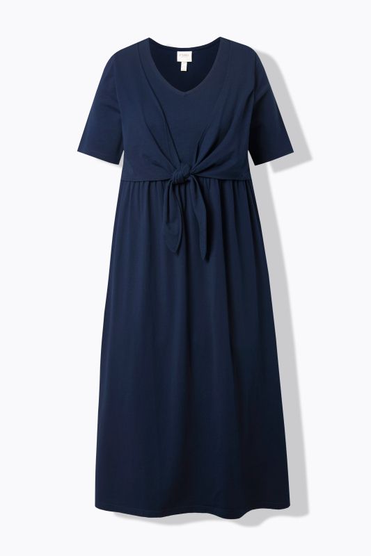 Robe maxi esprit cache-cœur, manches courtes et décolleté en V, coton bio