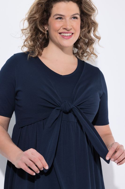 Robe maxi esprit cache-cœur, manches courtes et décolleté en V, coton bio