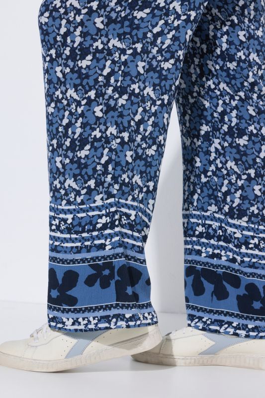 Pantalon palazzo Rose, motif floral, jambe large et taille élastique