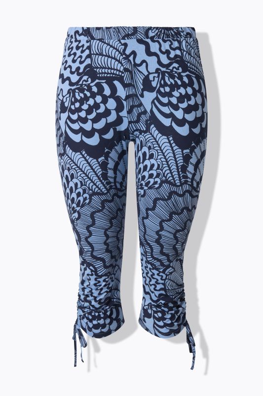 Corsaire en jersey de coton bio, motif coquillages, fronces et taille élastique