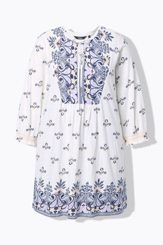 Tunique coupe évasée, col tunisien et manches&nbsp;3/4