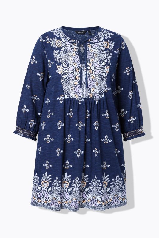 Tunique coupe évasée, col tunisien et manches&nbsp;3/4