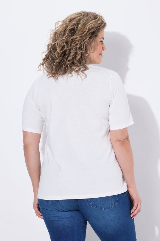 T-shirt à fleurs en coton bio, décolleté rond et manches courtes