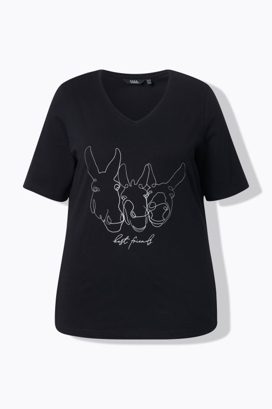 T-shirt col V et manches courtes, coupe Classic Fit, motif animal