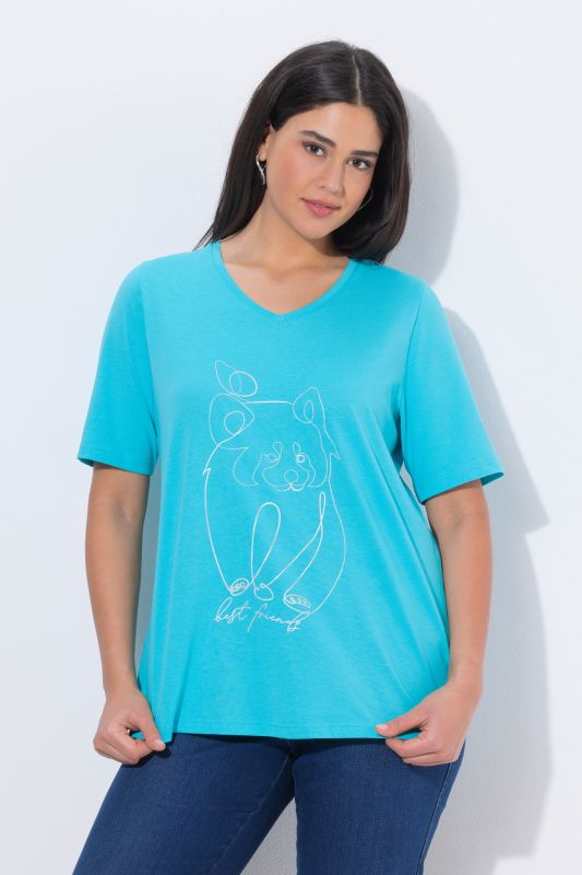 T-shirt col V et manches courtes, coupe Classic Fit, motif animal