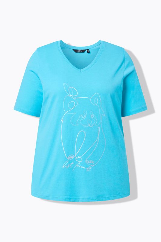 T-shirt col V et manches courtes, coupe Classic Fit, motif animal