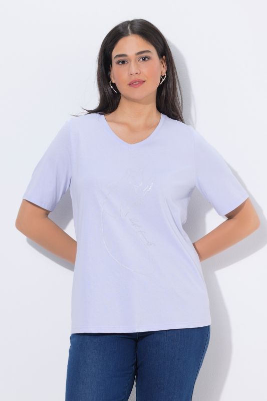 T-shirt col V et manches courtes, coupe Classic Fit, motif animal