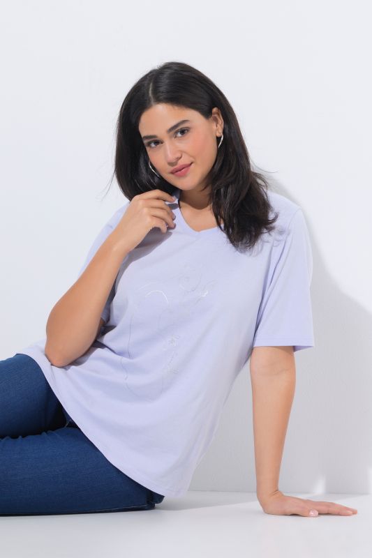 T-shirt col V et manches courtes, coupe Classic Fit, motif animal