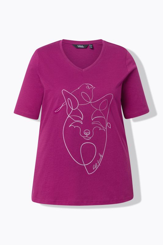 T-shirt col V et manches courtes, coupe Classic Fit, motif animal