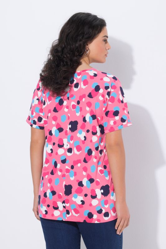 T-shirt oversize à pois, col rond et manches courtes