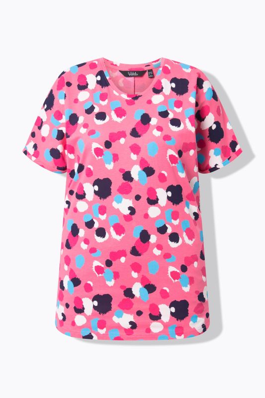 T-shirt oversize à pois, col rond et manches courtes