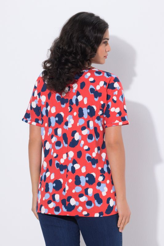 T-shirt oversize à pois, col rond et manches courtes