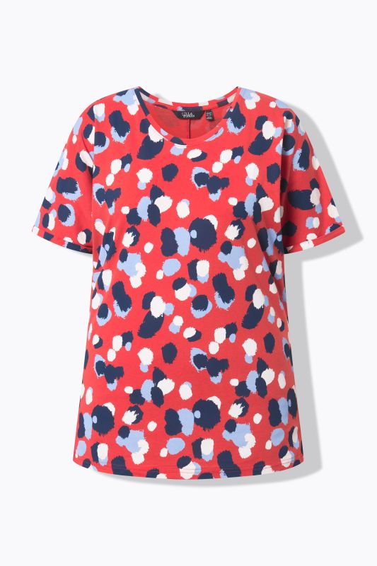 T-shirt oversize à pois, col rond et manches courtes