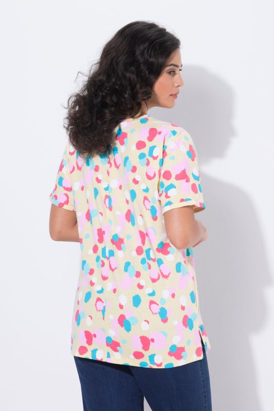 T-shirt oversize à pois, col rond et manches courtes