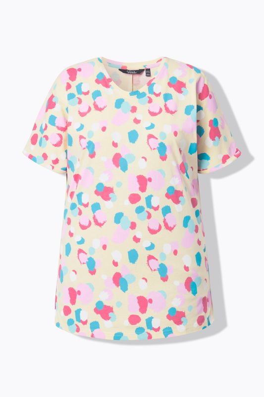 T-shirt oversize à pois, col rond et manches courtes