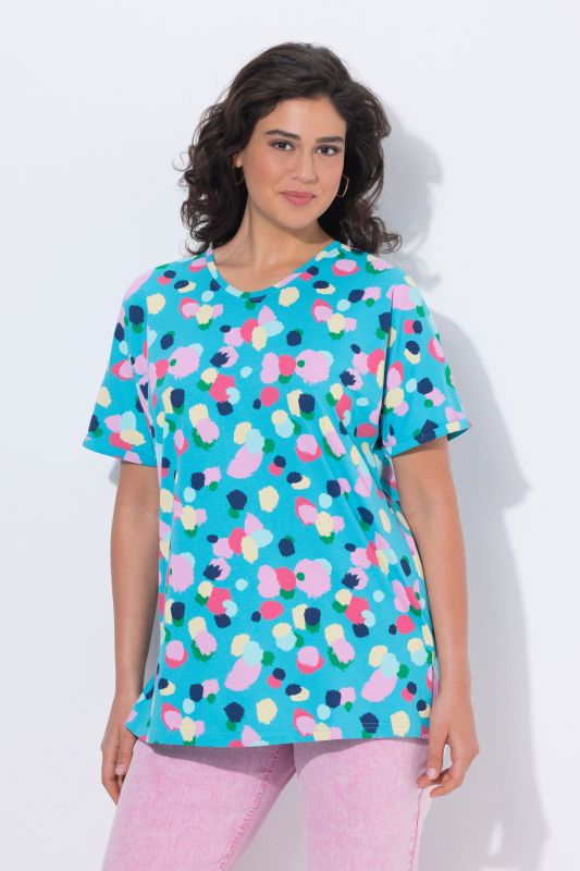 T-shirt oversize à pois, col rond et manches courtes