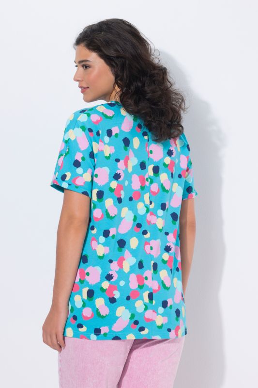 T-shirt oversize à pois, col rond et manches courtes