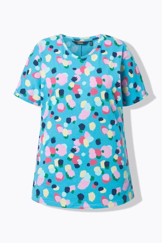 T-shirt oversize à pois, col rond et manches courtes