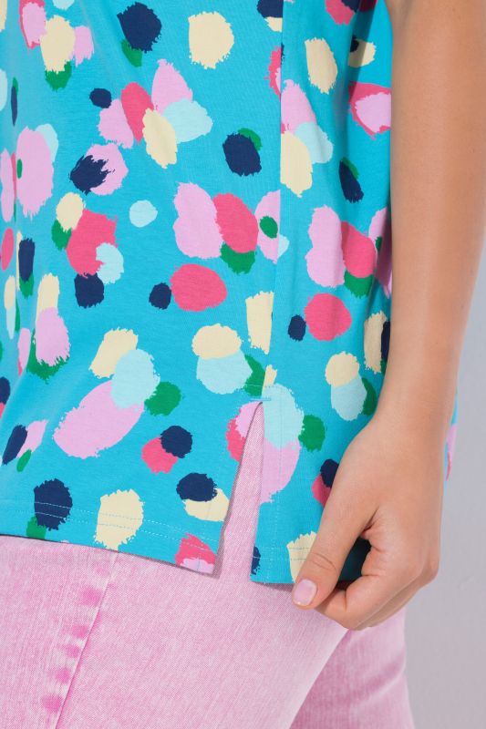 T-shirt oversize à pois, col rond et manches courtes