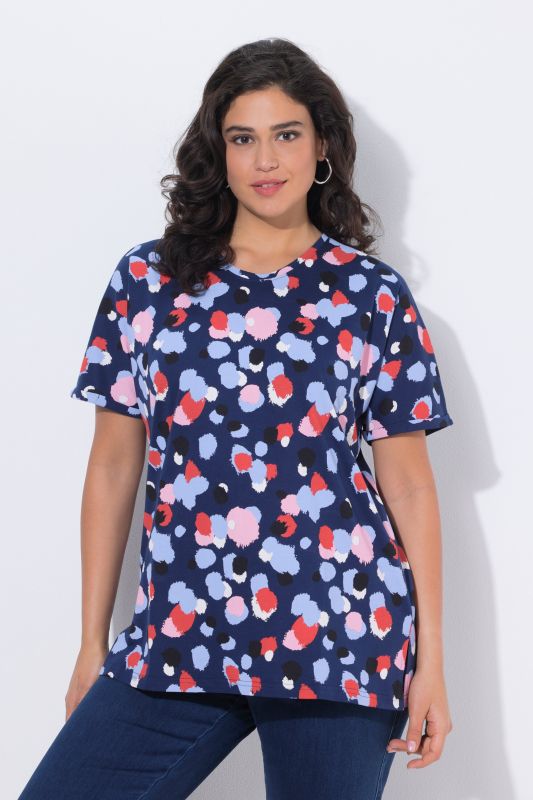 T-shirt oversize à pois, col rond et manches courtes