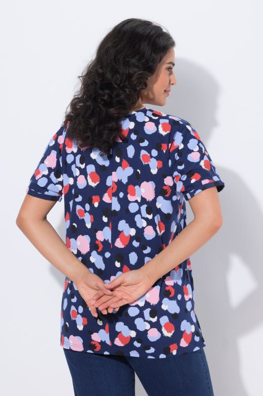 T-shirt oversize à pois, col rond et manches courtes