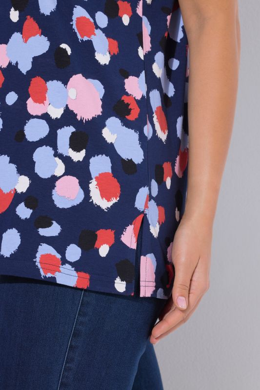 T-shirt oversize à pois, col rond et manches courtes