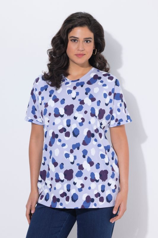 T-shirt oversize à pois, col rond et manches courtes